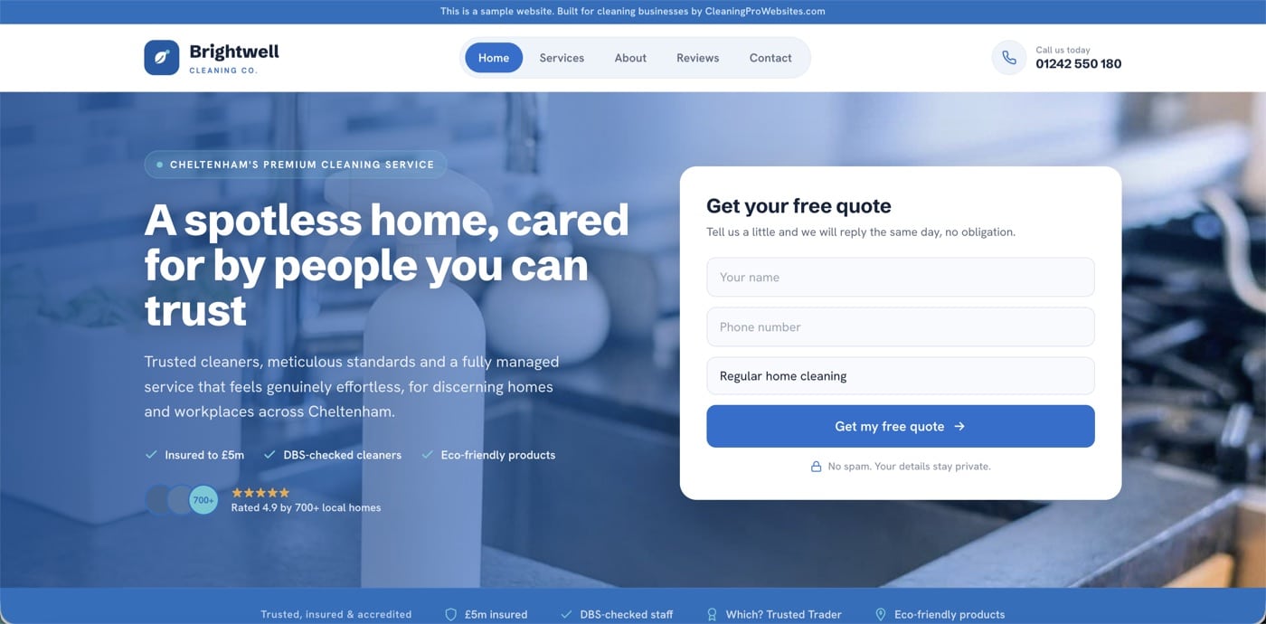 Example cleaning business website